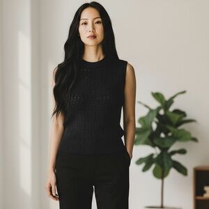 one grey day sleeveless black sweater top
